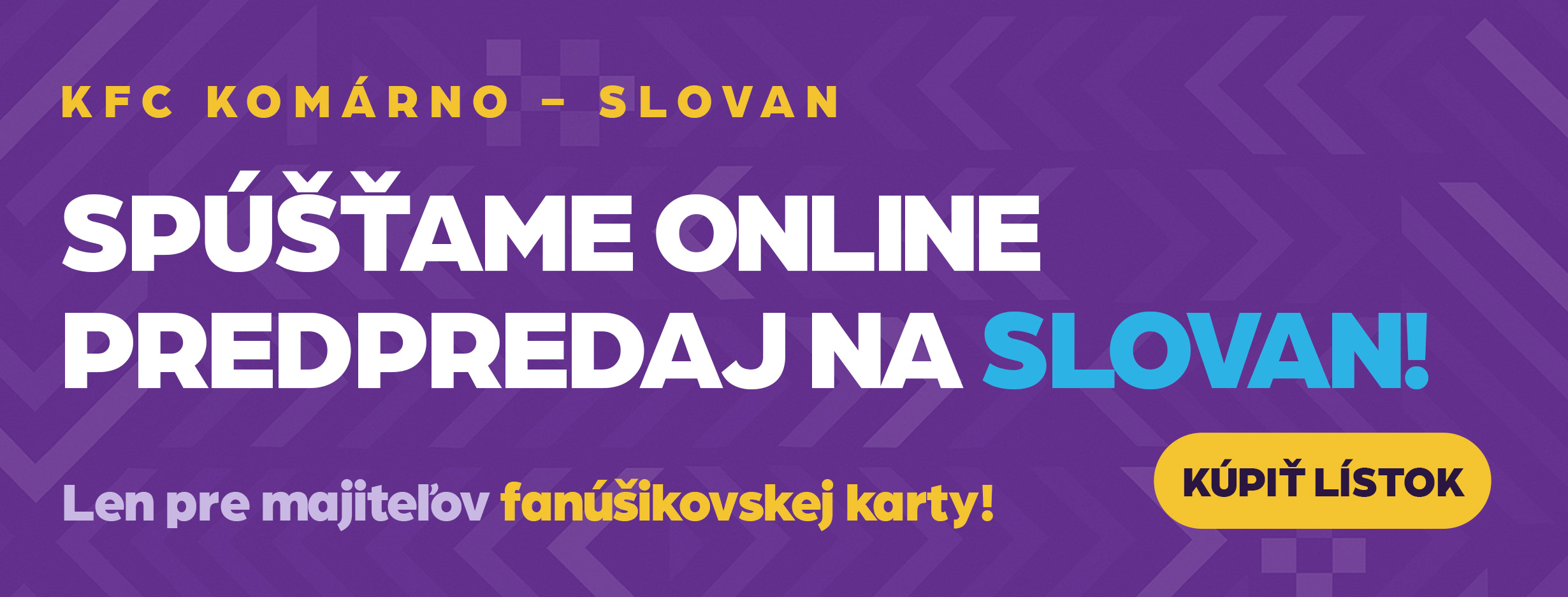 KFC Komárno – Slovan: spúšťame online predpredaj, len pre majiteľov fanúšikovskej karty