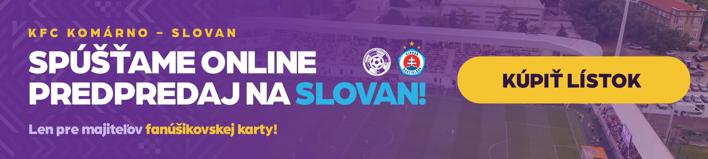 KFC Komárno – Slovan: spúšťame online predpredaj, len pre majiteľov fanúšikovskej karty